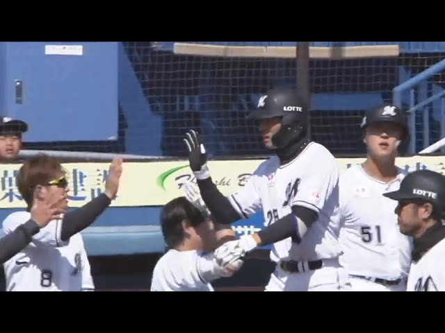【1回裏】やられたらやり返す!! マリーンズ・岡大海 同点となる初球先頭打者ホームラン!!  2024年3月15日 千葉ロッテマリーンズ 対 オリックス・バファローズ