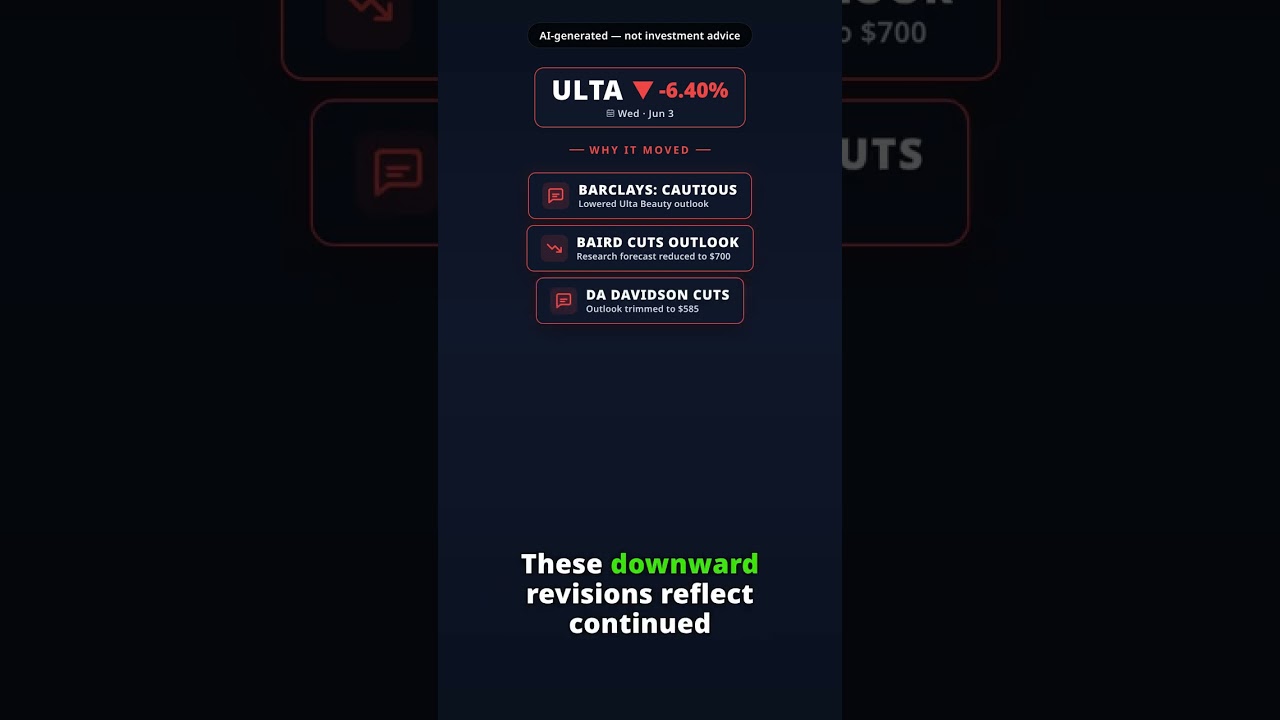 Why Is Ulta Beauty Stock Sinking Today? ULTA -6.40% (Jun 3) — Multiple Analyst Forecast Cuts