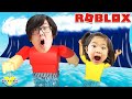 Tsunami Wave Attack! Let' Play Roblox Tsunami Game with Emma and Daddy!
