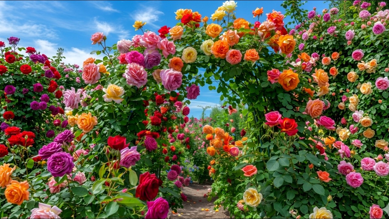 Explore a Magical Rose Garden 🌹 | Calming 4K Flower Walk & Nature Sounds