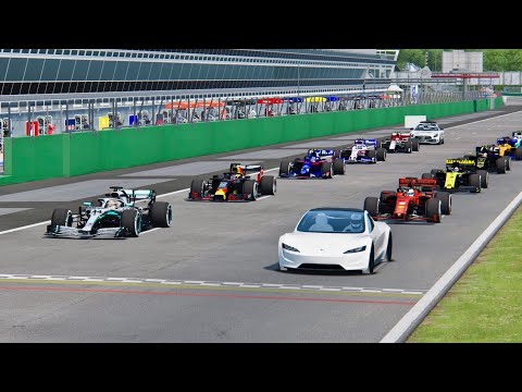 Tesla Roadster vs All F1 2019 Cars - Monza