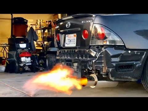 Lexus is300 Obx header Greddy RS exhaust & K&n intake (Cold start) HUGE FLAMES!