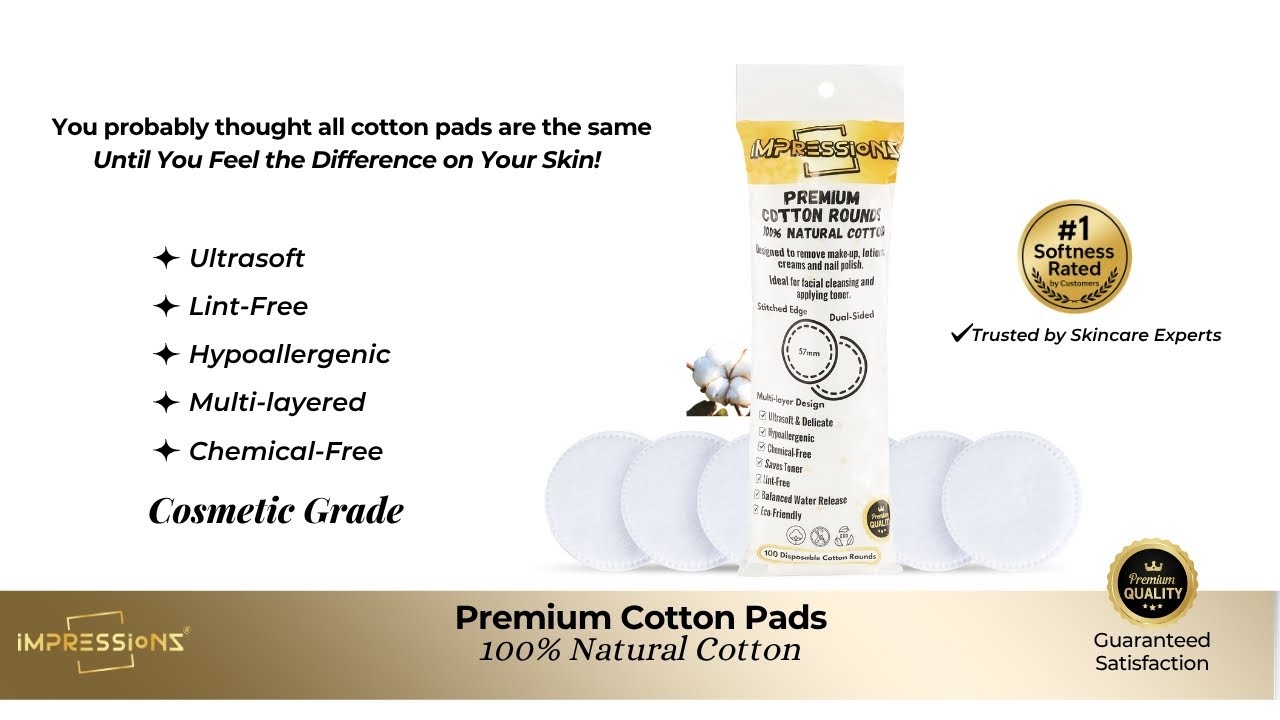 Home – Impressionz® Beauty, Skincare, Cosmetics &Amp; Makeup Tools Premium Cotton Pads - 100% Natural, Cosmetic-Grade &Amp; Ultrasoft (300 Pcs)