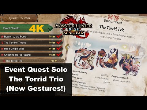 MHR Sunbreak Event Quest Solo - The Torrid Trio (New Gestures!)