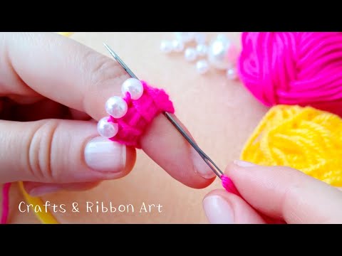 It's so Beautiful !! 2 Amazing Woolen Flower Making Trick with Finger -Hand Embroidery Flower Design