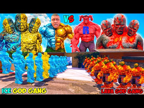 Franklin GOLD ICE GOD Gang VS Shinchan LAVA GOD Gang Fight In GTA 5!