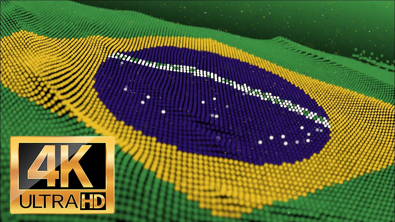 Seamless Loop Animation of Brazil Flag Brazilian particles Abstract flag - 4K
