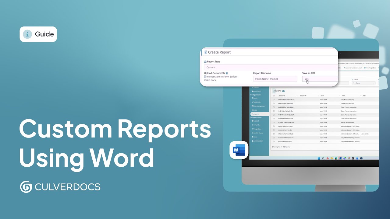 Custom Reports using Word Templates | Culverdocs