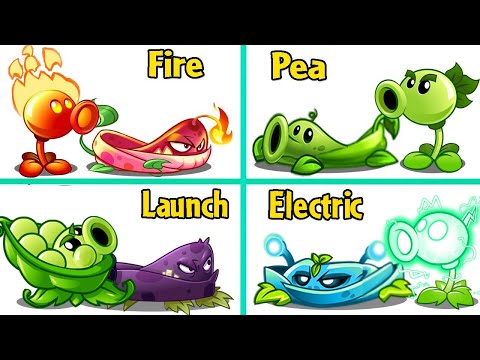 Team FIRE vs PEA vs LAUNCH vs ELECTRIC - Who Will Win? - PvZ 2 Team Plant Vs Team Plant