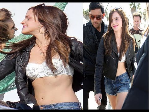Emma Watson shows off tiny stomach & legs on set of The Bling Ring in LA