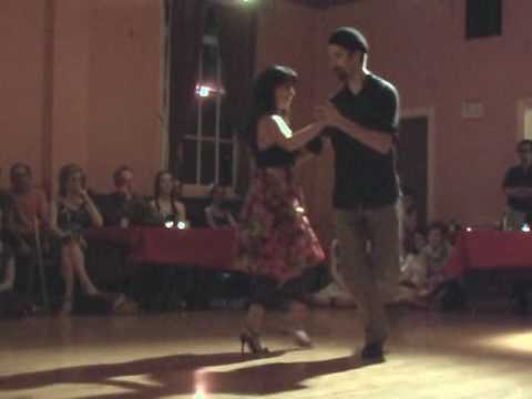  Luciana Valle  and  Alex Krebs  are  dancing  to  "  Me Voy A Baraja  "  by  Edgardo Donato