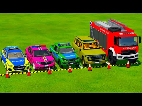 RENAULT, DODGE POLICE CARS & MERCEDES, FORD AMBULANCE EMERGANCY CAR TRANSPORTING ! FS22