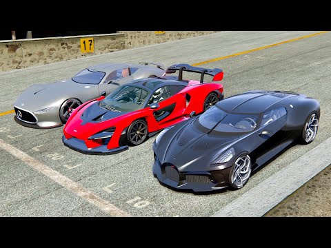 Bugatti La Voiture Noire vs McLaren Senna vs Mercedes AMG Vision GT - Spa