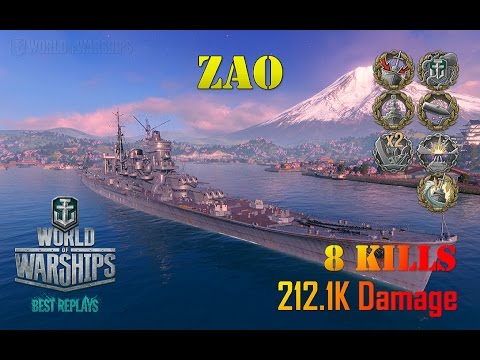 World of Warships - Zao - 3,491 Base XP, 8 Kills, 212.1K Dmg