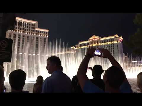 Bellagio Fountain Water Show at Night - Las Vegas Strip
