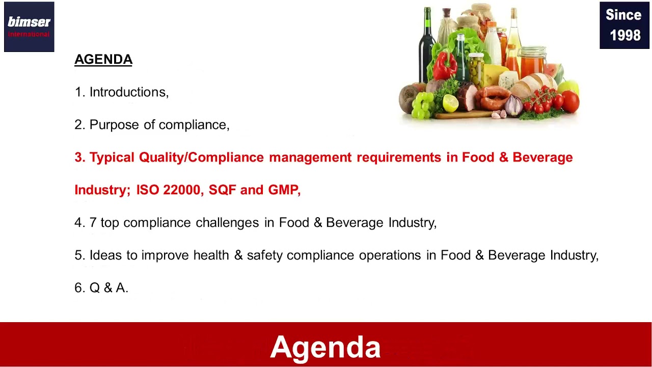 Fundamentals of Compliance in the Food & Beverage Industry:  ISO 22000, SQF and BRC