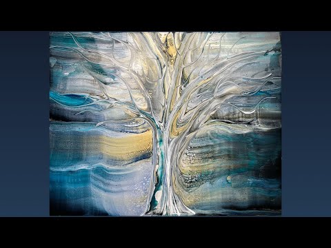 Create a Stunning Tree in the Moonlight with the Tree Swipe Acrylic Pouring Technique