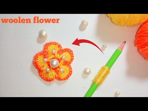 Super Easy Woolen Flower Making With Pencil - Hand Embroidery Trick - Sewing Hack - DIY wool Flower