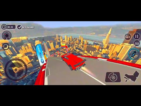 stunt mode , level -30 , impossible stunt car tracks 3d game red car driving
