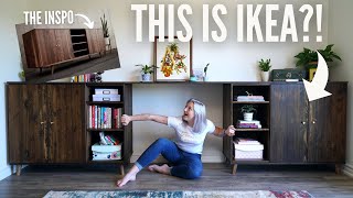 DIY IKEA HACK - *EASY BUILD* Custom Mid-Century Modern Sideboard/ Desk (with storage + shelving!)