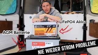 LiFePO4 Lithium Ionen Batterie vs. AGM Batterie // Nie wieder Stromprobleme im Crafter Campervan