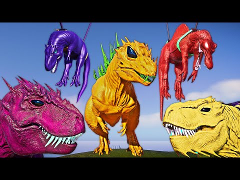 Colorful Alien Dinosaurs Fight! Godzilla Vs Ultimasaurus & T-REX Malusaurus Jurassic World Evolution