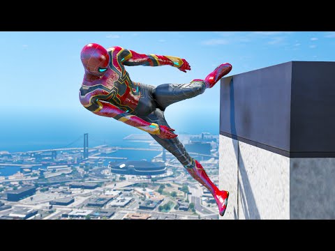 GTA 5 Iron Spiderman Falling off Highest Buildings - Episode 22 (Euphoria Ragdolls)
