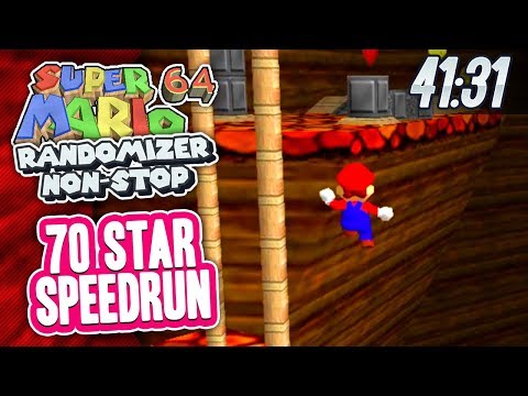 Super Mario 64 Randomizer 70 Star Speedrun in 41:31 (Non-Stop)