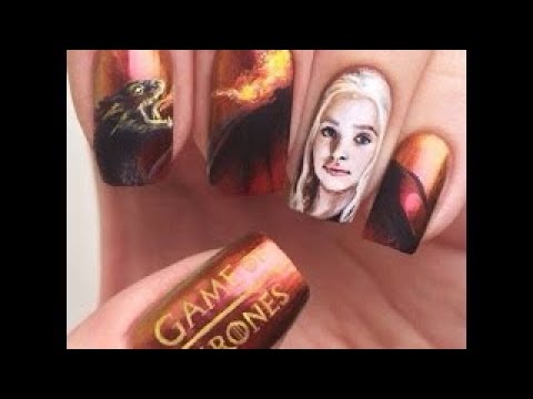 Game of Thrones Inspired Nail Art Jon Snow, Daenerys Targaryen, Dragons, Cersei Lannister