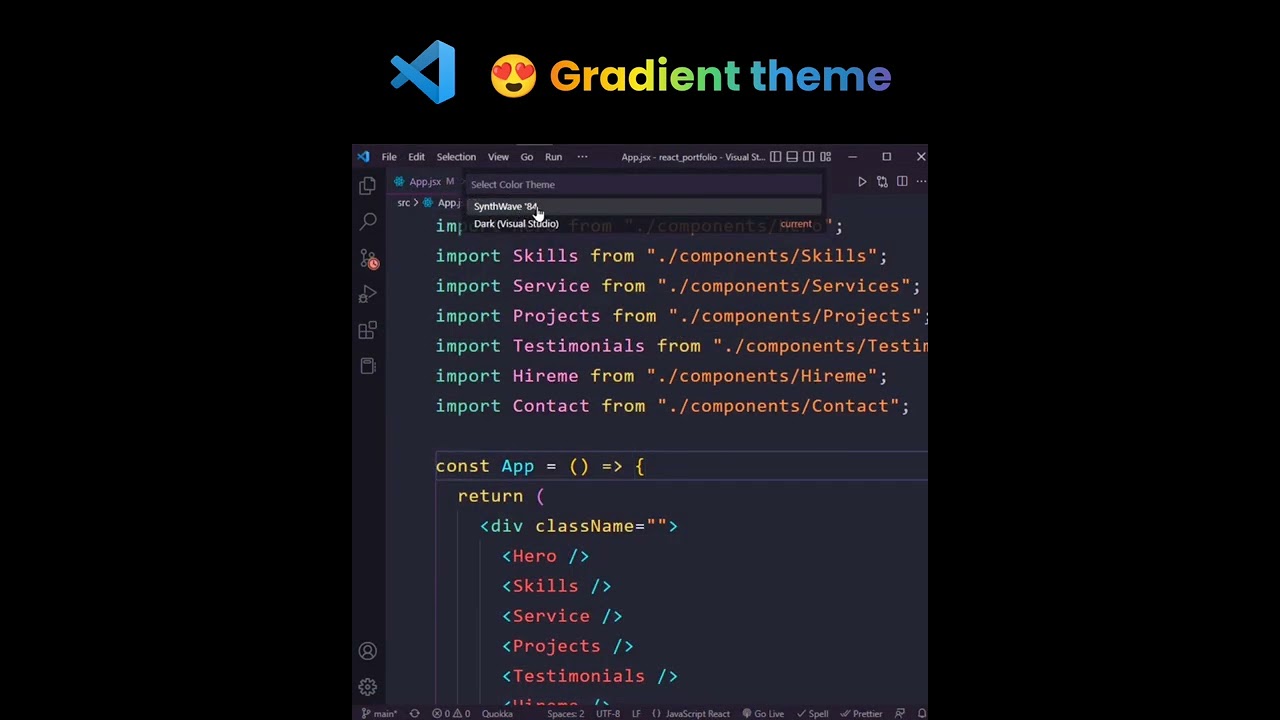Vscode Gradient Color Theme | #shorts