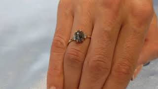 Galaxy Salt and Pepper Diamond Ring | Baguette Lab Diamond Ring | Unique Bridal Hexagon Cut Ring