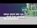 MAN B&W ME-GA dual-fuel engine 3D animation