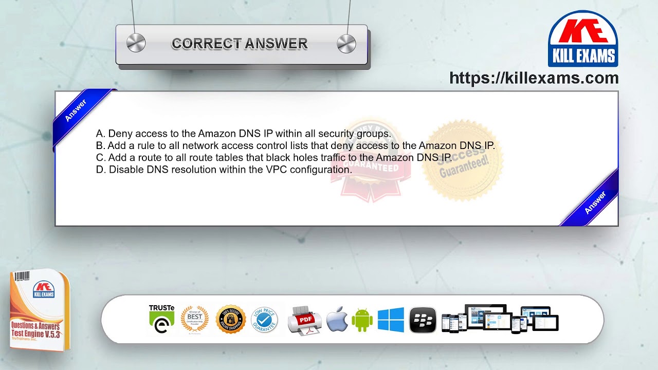 AWS-CSS - AWS Certified Security - Specialty ( (SCS-C01) Real Exam Questions and Answers by Killexam