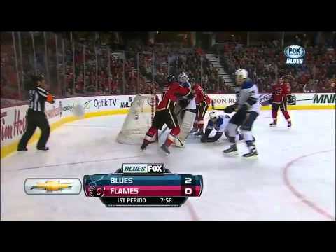NHL Blues @ Flames: SAVE OF THE YEAR - Jake Allen Unbelievable Stick Save - 2/15/13