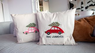 Weihnachtsauto Kissen Stickanleitung