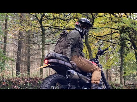 Woodland ride to the Waterfalls | Triumph street scrambler 900 | Wales UK