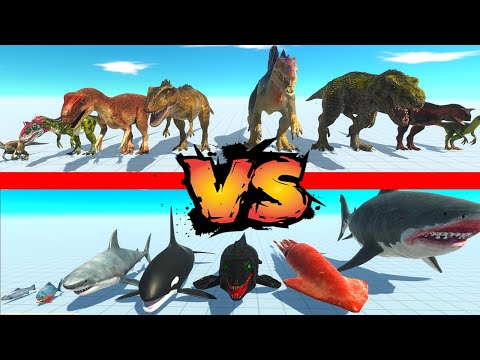New Aquatics vs New Carnivorous Dinosaurs - Animal Revolt Battle Simulator