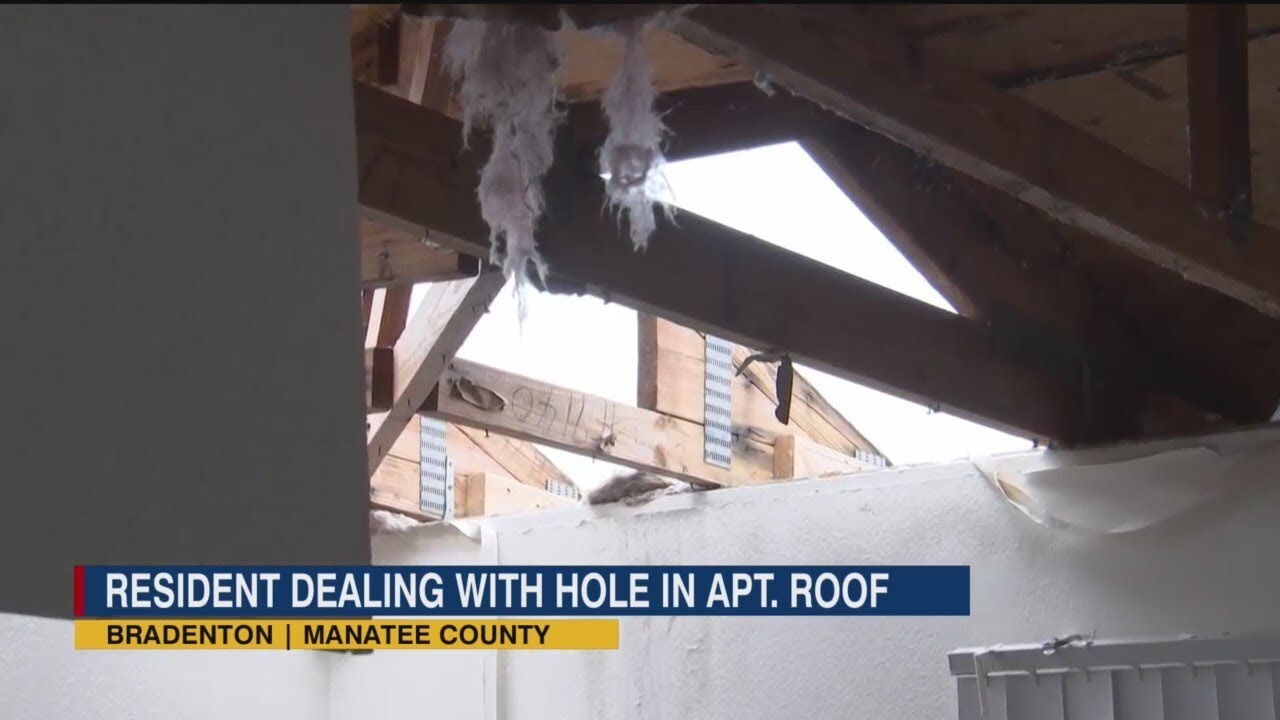 'This is where I live': Bradenton renter dealing with hole in apartment roof