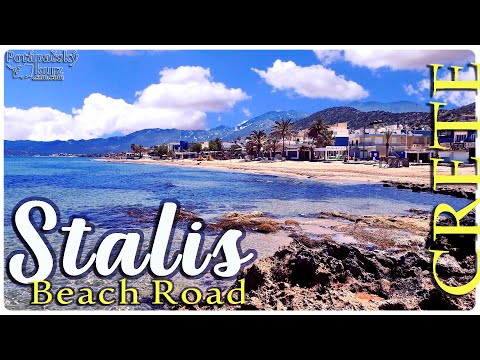🇬🇷Crete, Stalis Beach Road Off Season, Greece - Kréta, Stalida cesta popri pobreží mimo sezóny