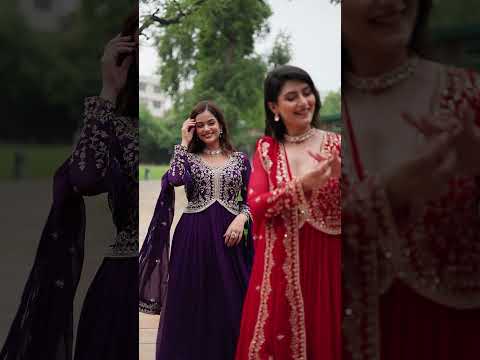 Red Faux Blooming Gown With Sequins-Multi Embroidery