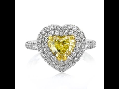Mark Broumand -  1.91ct Fancy Intense Yellow Heart Shaped Diamond Engagement Ring