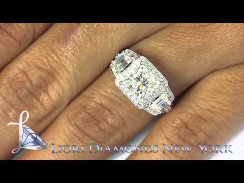 ER-0992 - 3.40 Carat E-SI2 Princess Cut Natural Diamond Engagement Ring 18k Vintage Style