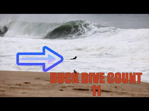 Surfer has 17 consecutive duck dives on a brutal paddle out.