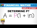Financial Maths Grade 9: Simple Interest Determine start amount