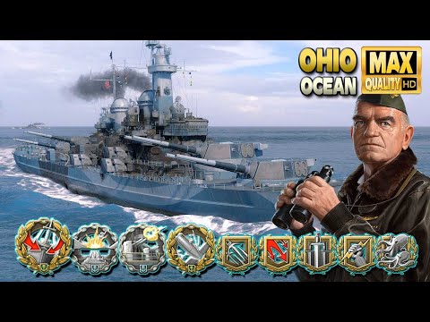 Battleship Ohio: Nowhere to hide on map Ocean - World of Warships