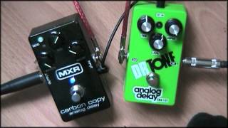 Video thumbnail for Analog Delay Pedal Shootout: Dr Tone DLY-101 Vs MXR Carbon Copy by Science of Loud
