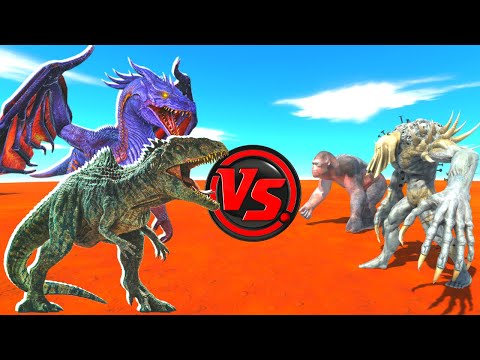 ARK DRAGON AND GIGA JWD VS PRIMATES AND INFERNALS - ANIMAL REVOLT BATTLE SIMULATOR