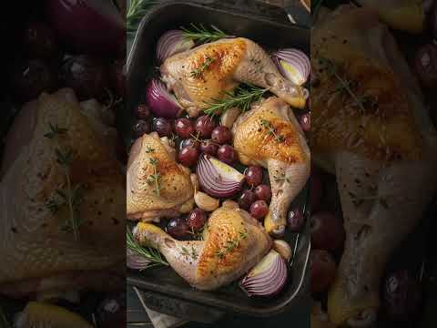 Pileći bataci sa pečenim grožđem, crvenim lukom i ruzmarinom 🍗🍇