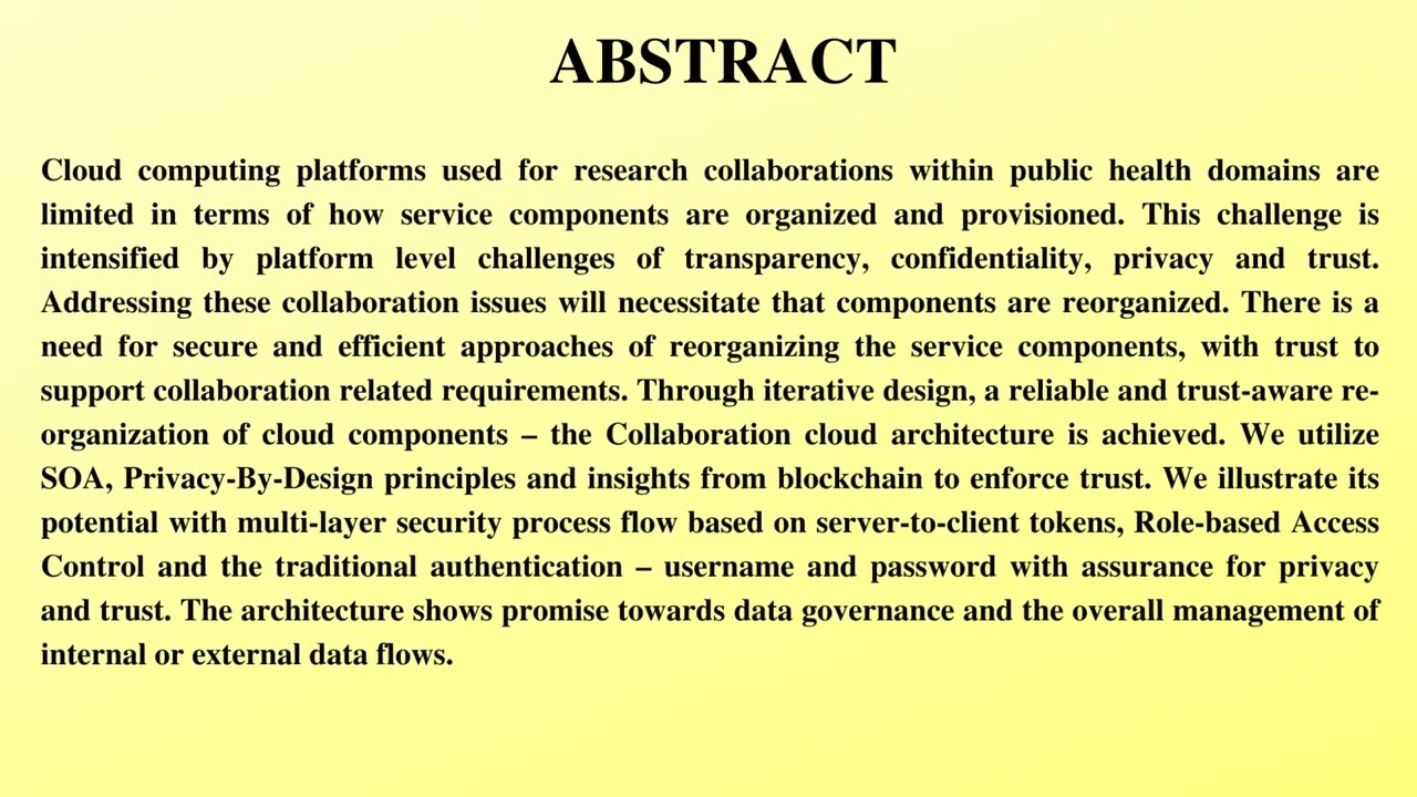 A HEALTH RESEARCH COLLABORATION CLOUDARCHITECTURE