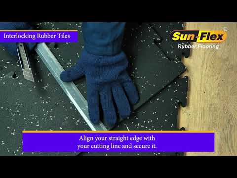 Black interlockin rubber flooring for gyms, 15-20 mm